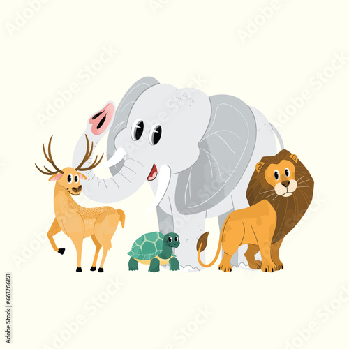 Fototapeta Naklejka Na Ścianę i Meble -  Wildlife Animal Illustration Frame Background