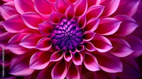 Magnificent magenta dahlia flower in an abstract close-up with beautiful petals. This dazzling, lovely flower, which is a member of the daisy family, has a gorgeous spiral or circular design in the ar © Anmol