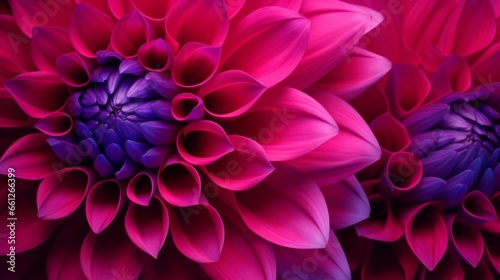 Magnificent magenta dahlia flower in an abstract close-up with beautiful petals. This dazzling, lovely flower, which is a member of the daisy family, has a gorgeous spiral or circular design in the ar © Anmol