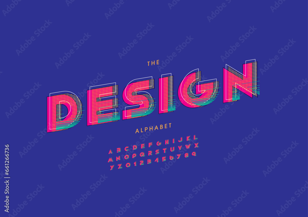 Vector of stylized modern font and alphabet Vector of stylized modern font and alphabet