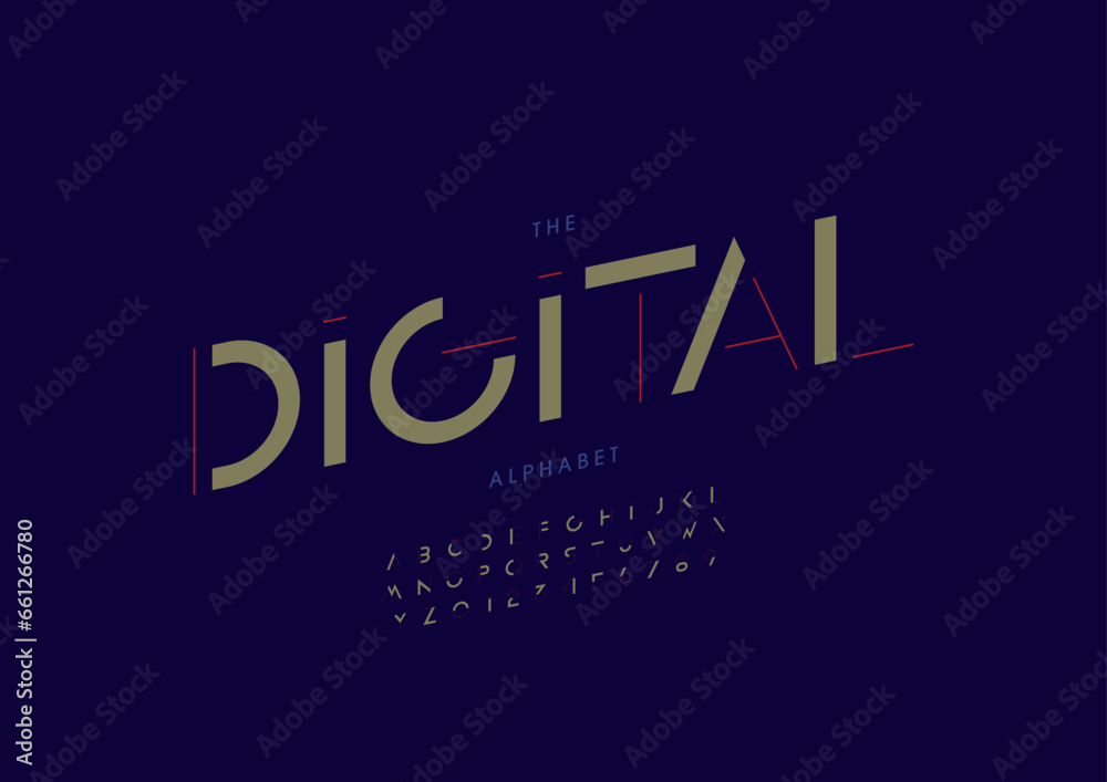 Vector of stylized modern font and alphabet Vector of stylized modern font and alphabet