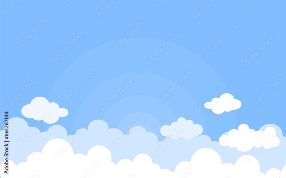 white clouds paper cut with blue sky background