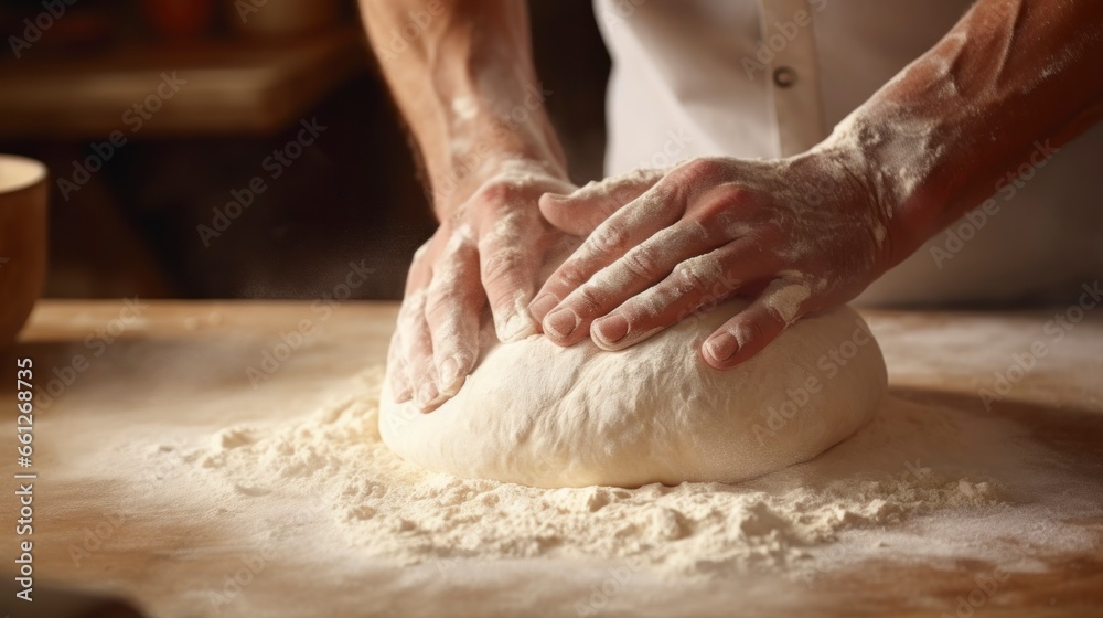 man kneading dough in a bakery man kneading dough in a bakery