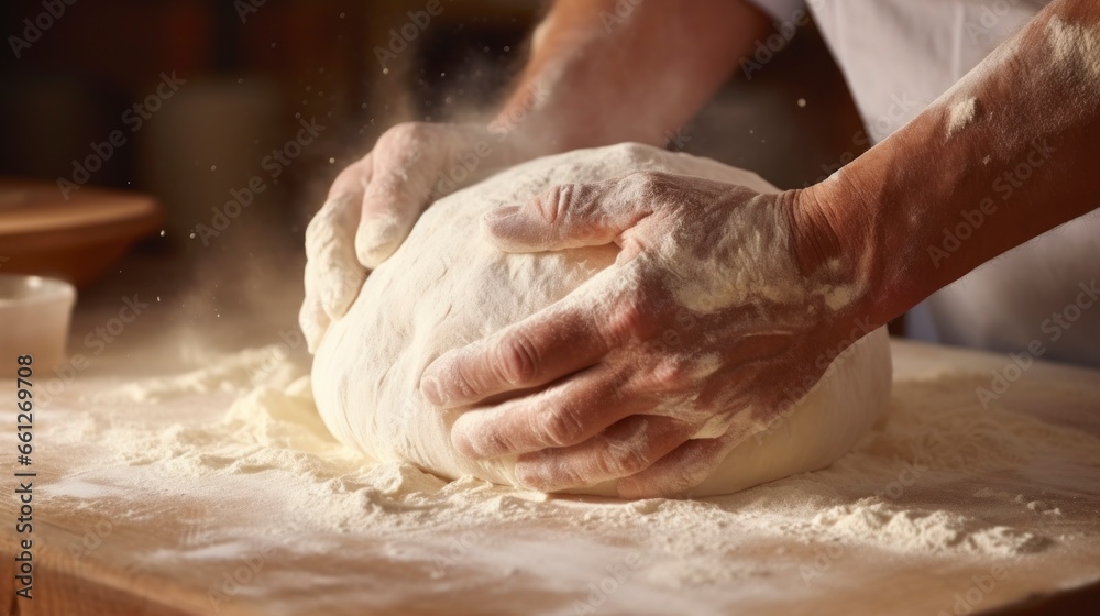 kneading lump of white dough