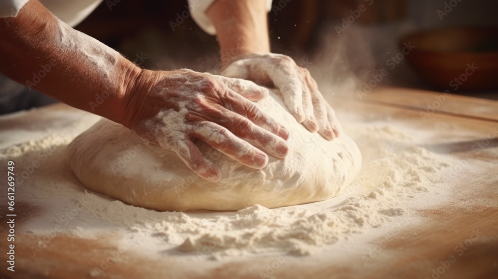 knead a lot of dough to make bread