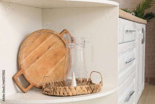 Wooden cutting board and gl...
