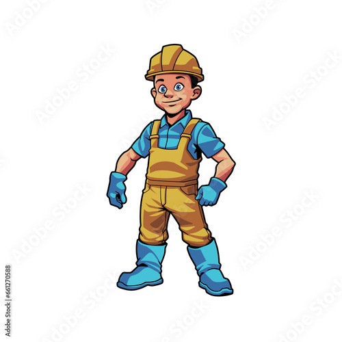 Home Builder Logo & Worker Illustration