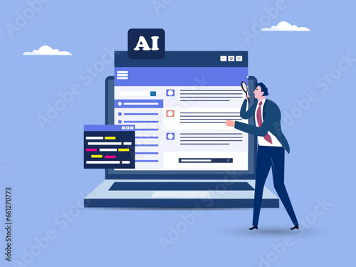 Ai chat window vector - Decorative illustration of abstract artificial intelligence text dialogue technology. vector illustration.