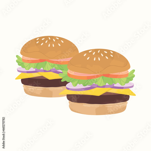 Hamburger Fast Food Vector Illustration