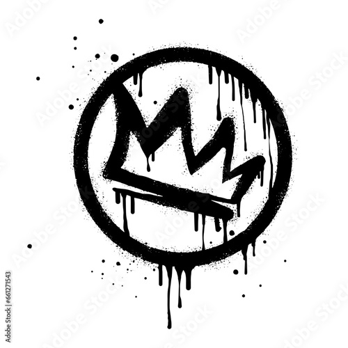 Spray painted graffiti crown sign in black over white. Crown drip symbol. isolated on white background. vector illustration