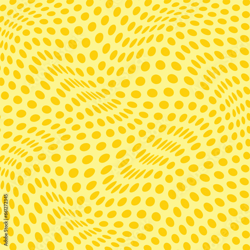 abstract seamless yellow polka wave dot pattern with yellow bg.