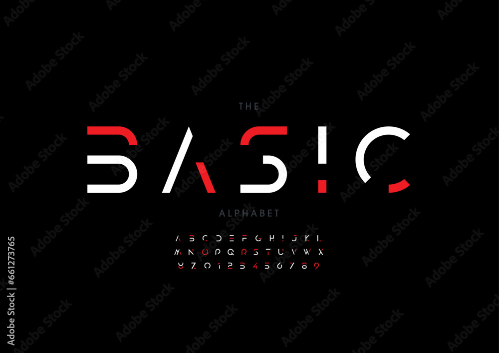 Vector of stylized modern font and alphabet Vector of stylized modern font and alphabet