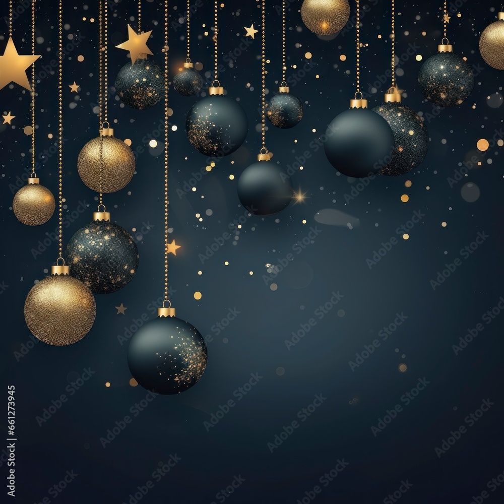 dark blue background with christmas stars and blue balls dark blue background with christmas stars and blue balls
