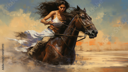 vintage woman riding a horse