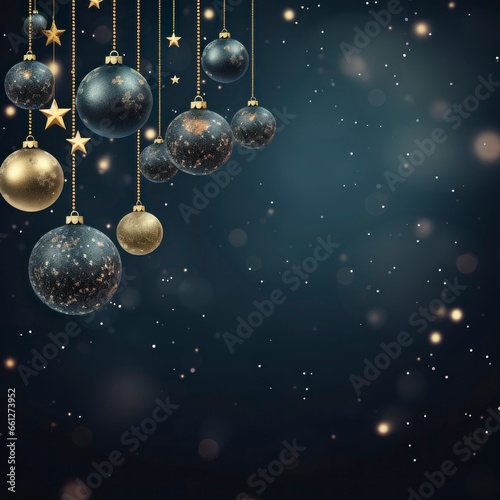 christmas background with blue and silver balls