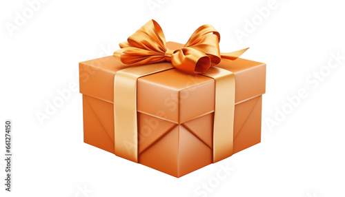 brown gift box isolated on transparent background cutout