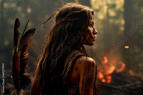 Native American Woman Seen from Behind