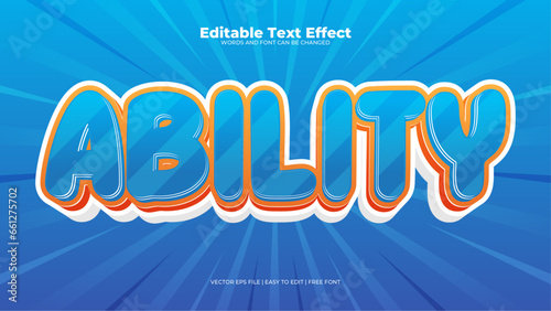 Blue white and orange ability 3d editable text effect - font style