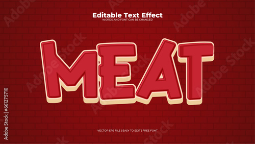 Red and beige meat 3d editable text effect - font style