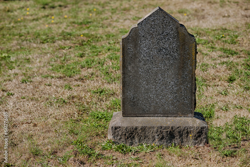 Blank tombstone in old cemetery.