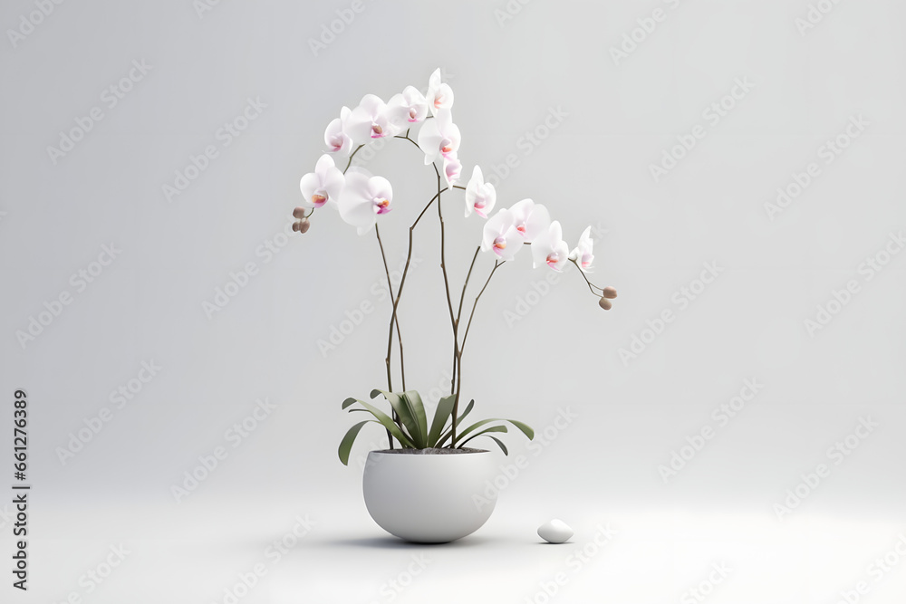 Orchid in a pot 3d rendering style Orchid in a pot 3d rendering style