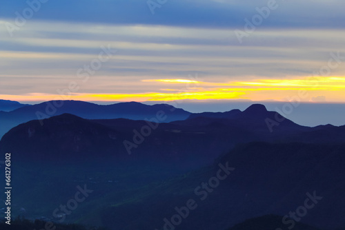 The sunrise sky and the morning mist at the Adam's Peak, Sri Lanka © Tatiana Kashko