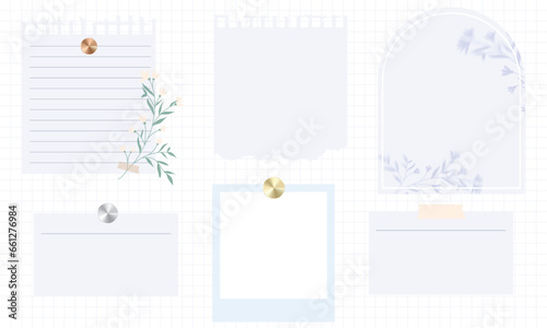 Set of Aesthetic Blue Notepad for Bullet Journal and Planners