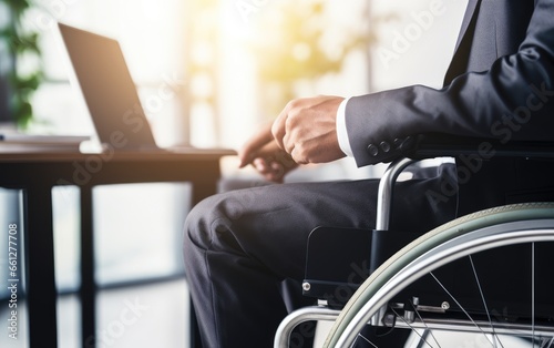 A man working in wheelchair in a modern office © piai