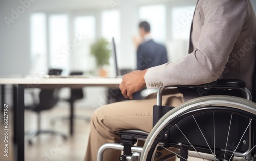 A man working in wheelchair in a modern office © piai