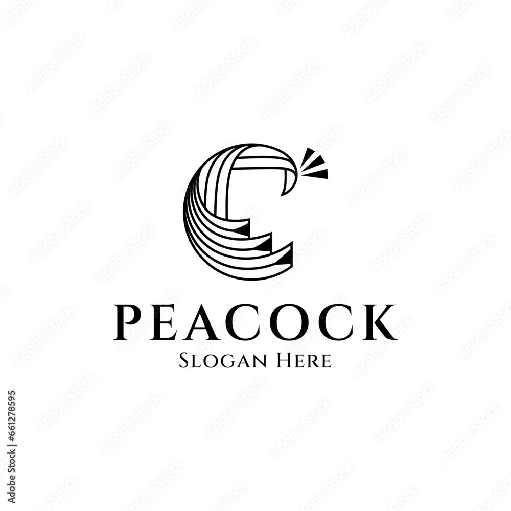 Peacock Luxury Logo Line Art Classic Peacock Luxury Logo Line Art Classic