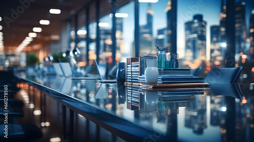 Beautiful defocused office background - office interior panoramic background. © Planetz