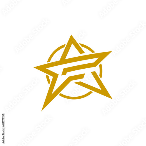 Initial Letter AF FA with Texas Five 5 Pointed Pentagram Logo Design, Initial Star Monogram
