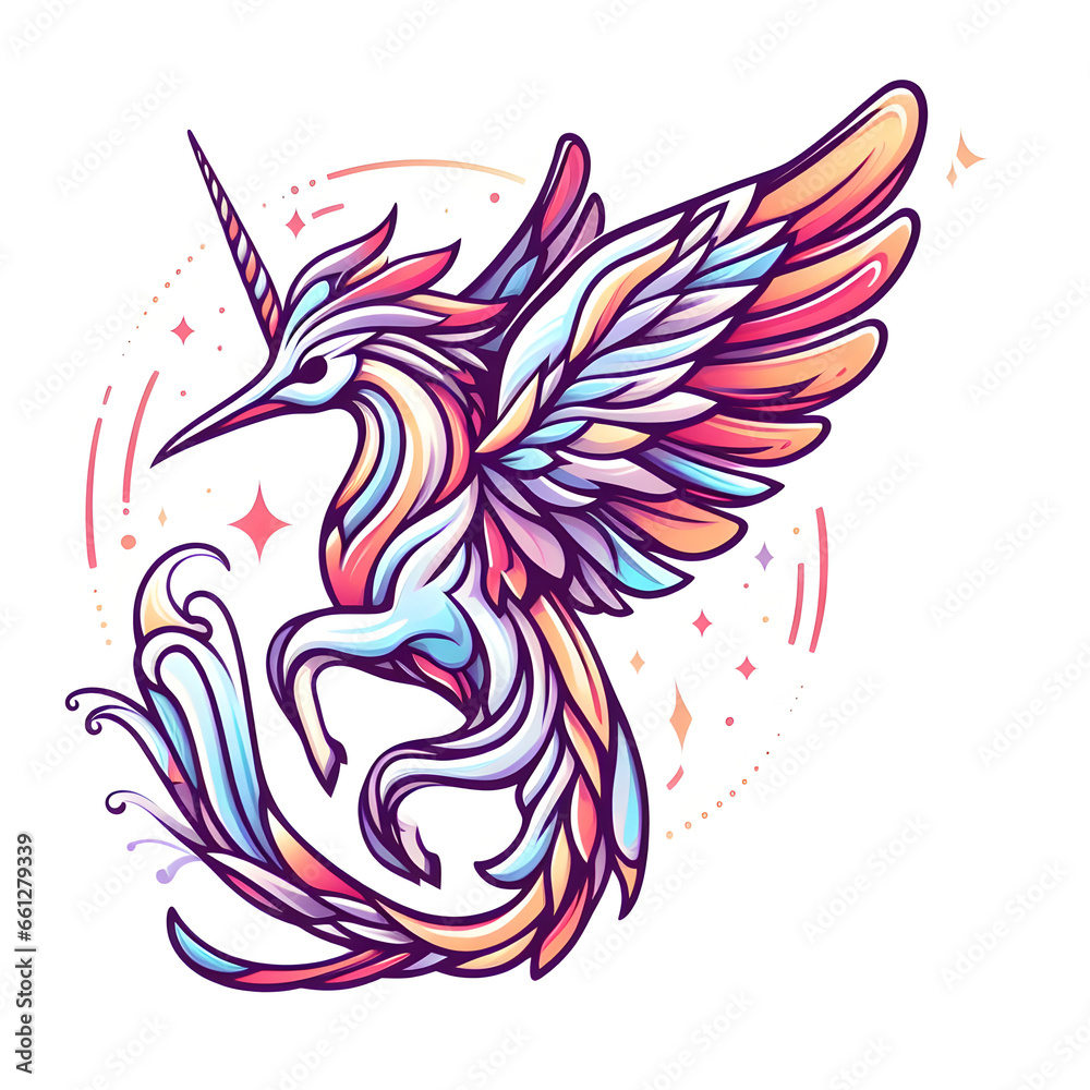 Mystical Avian Emissary, Crafting a Harmonious Fusion of Hummingbird and Unicorn Marvel