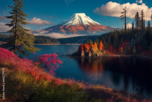 "Majestic Fuji: A Tranquil Morning Reflection"