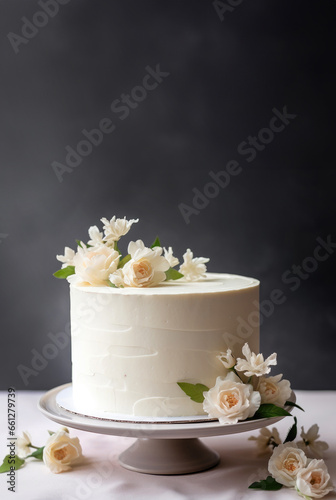 Wedding cake decorated.party celebration and holiday dessert in a countryside garden  event food catering Generative Ai