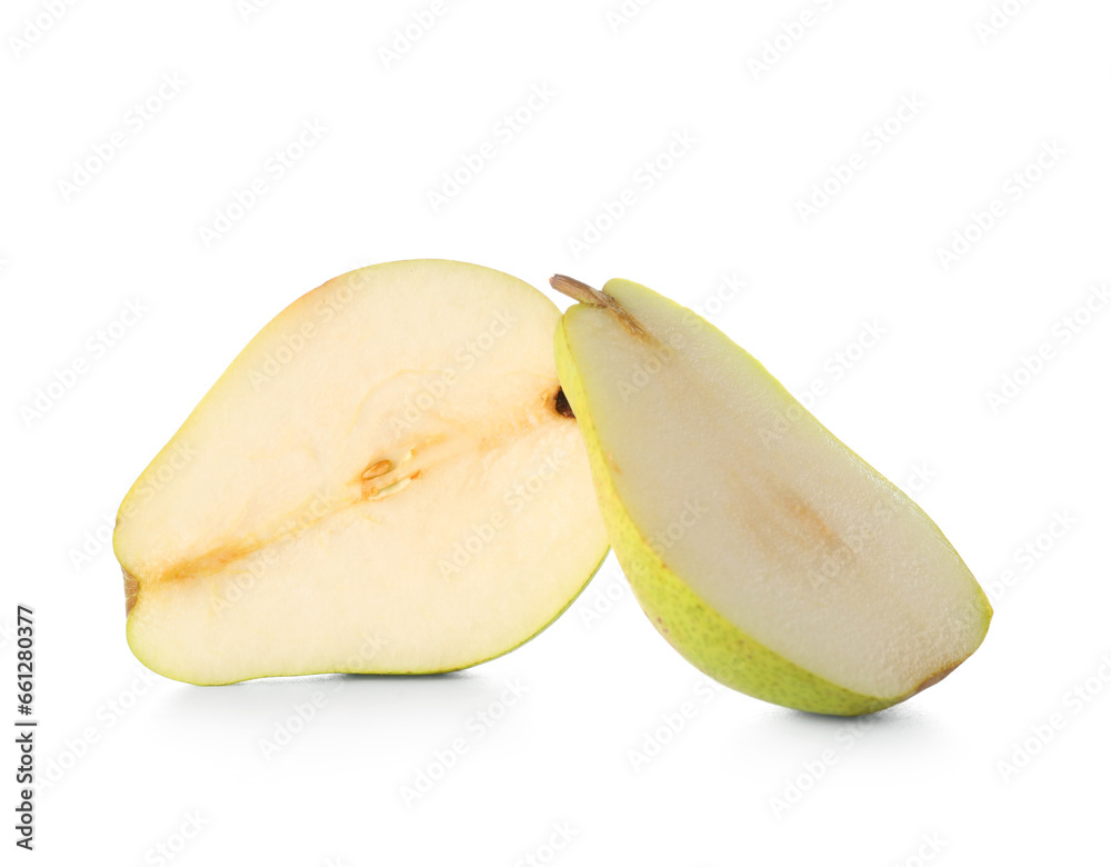 Halves of ripe pear isolated on white background Halves of ripe pear isolated on white background