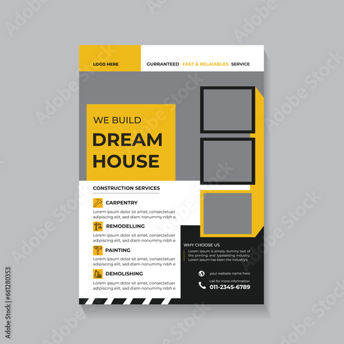 Construction Flyer, handyman or home Renovation flyer template. 

