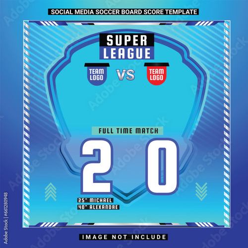 Social media flyer football soccer futsal match day schedule and results poster lower third team championship