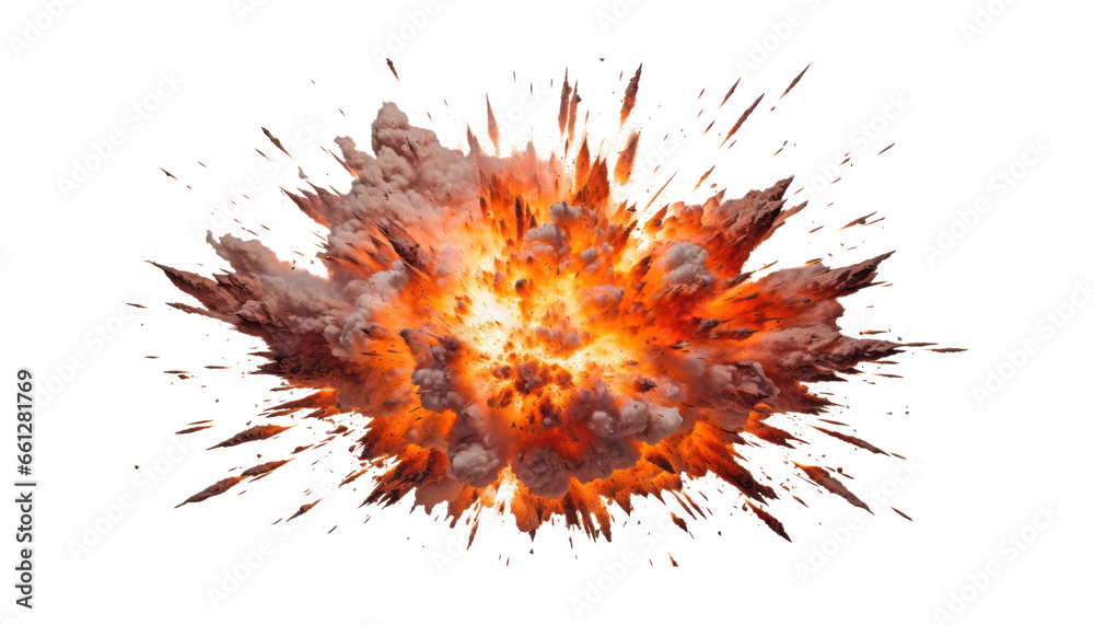 explosion of fire isolated on transparent background cutout - obrazy, fototapety, plakaty 