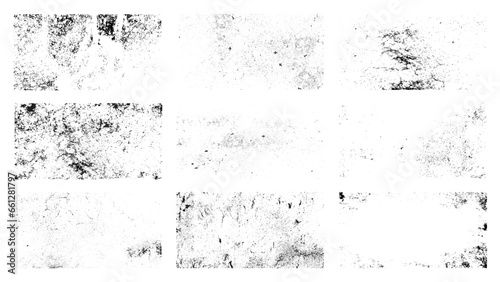 Vector grunge textures. Distress textures set. Grunge overlay textures with dust grain isolated on white background.