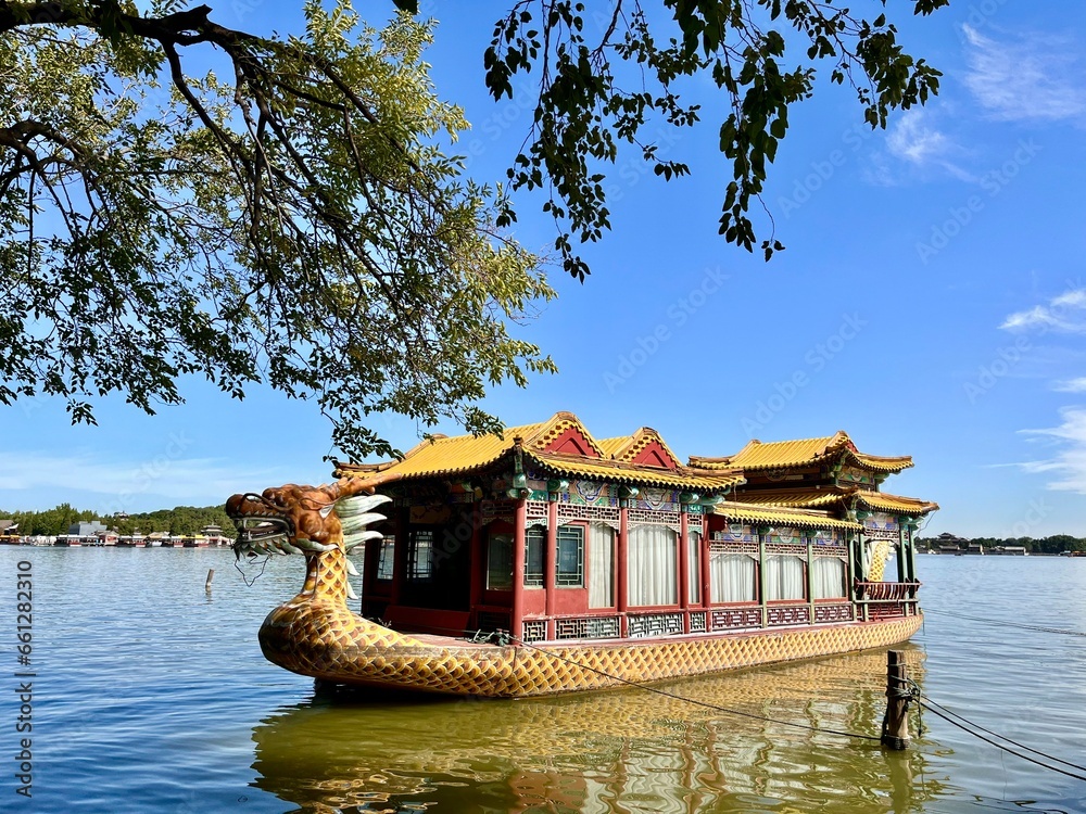Obraz premium Dragon bot on a lake