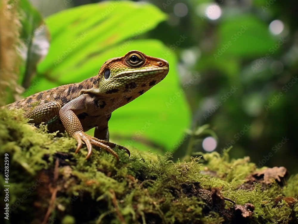 Close up photography of lizard on the forest Close up photography of lizard on the forest