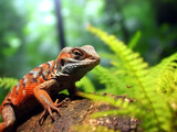 Close up photography of lizard on the forest