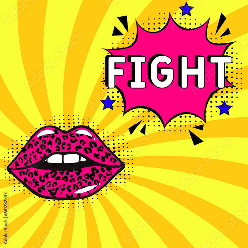 Fight poster comic. Design with Cartoon, Comic Speech Bubble in pop-art style. Fight pop art comic style