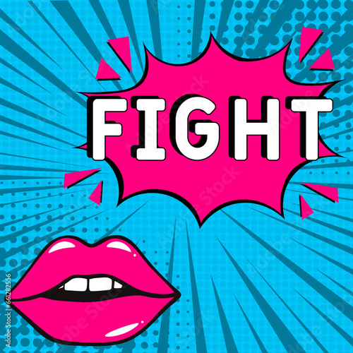 Fight poster comic. Design with Cartoon, Comic Speech Bubble in pop-art style. Fight pop art comic style