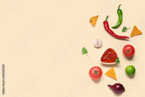 Bowl with tasty salsa sauce...