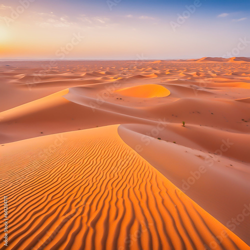 Beautiful landscape sunset over sand dunes. 