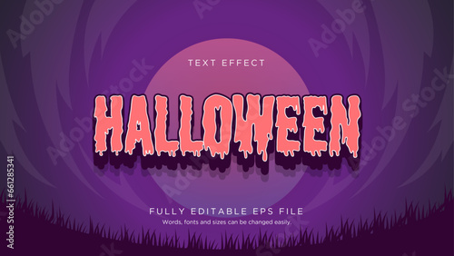 Happy Halloween Purple Wave MoonText Effect Font Type Vector Background
