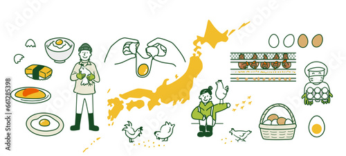 日本の養鶏農家のイメージ　セット