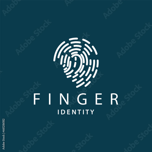 Premium Fingerprint Logo, Human Identity Design Simple Line Model Template Illustration